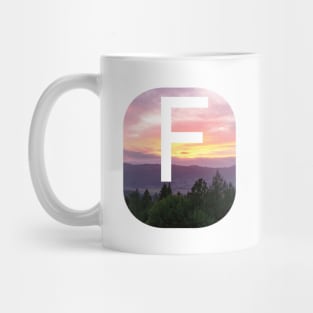 Initial F Sunset Photograph Mug